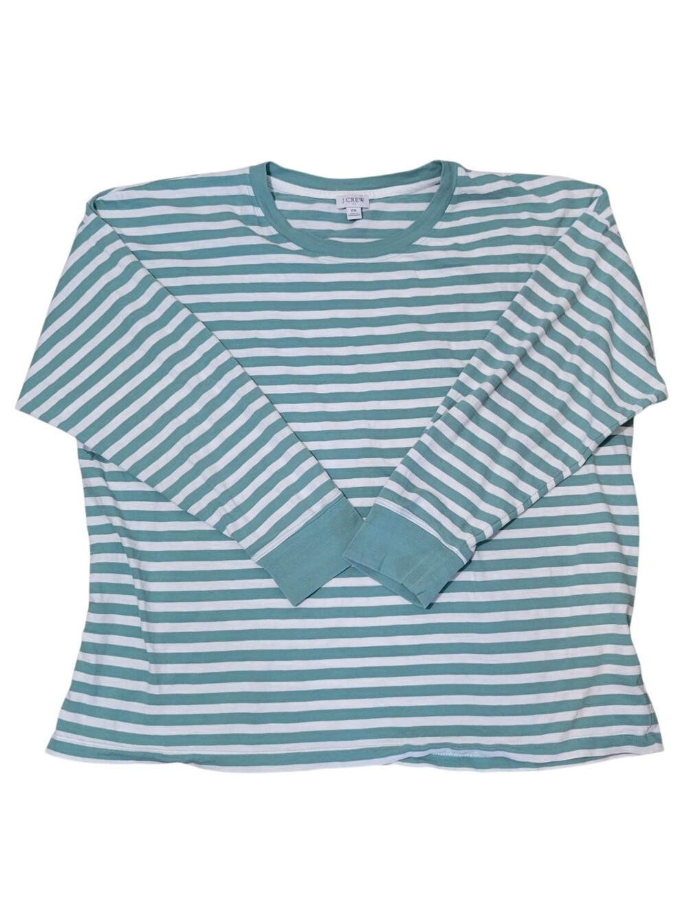 J Crew Factory Long-sleeve Slub Striped White & Blue T-shirt Plus Size 2x